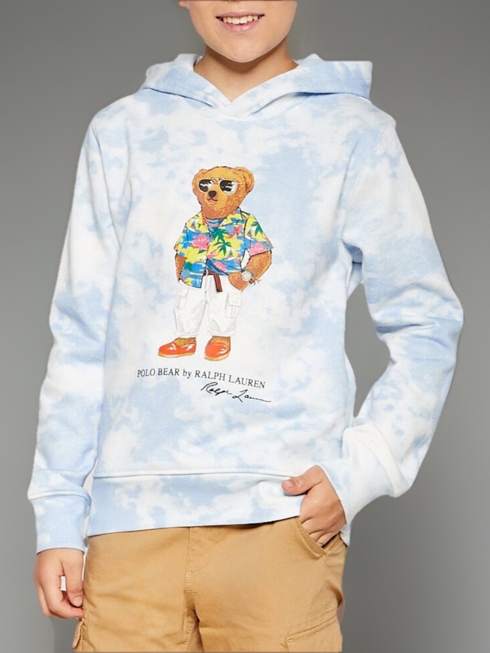 Polo Ralph Lauren Tie-Dye-Print Polo Bear Fleece Hoodie
